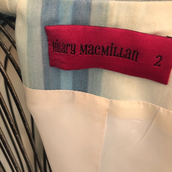 Unique Designer Blue Watercolour Linen Coastal Blazer - Picture 4 of 4